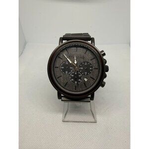 Stay Fine Mens Chronograph Watch With Wood Accents & Stainless Steel Bracelet 7"